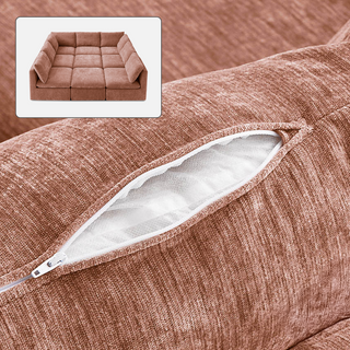 Macy Washable Slipcover Only (Pit-sectional), Rust Peach Red Chenille