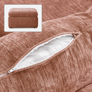 Macy Washable Slipcover Only (Ottoman), Rust Peach Red Chenille