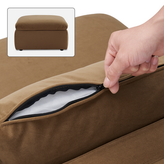 Macy Washable Slipcover Only (Ottoman), Hazelnut Brown Velvet