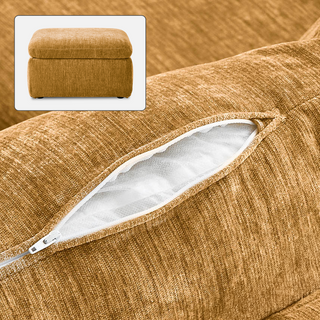 Macy Washable Slipcover Only (Ottoman), Ochre Yellow Chenille