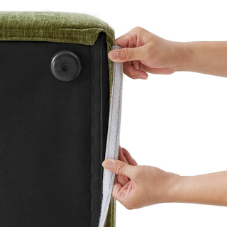 Macy Ottoman with Storage, Moss Green Chenille