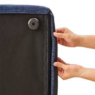 Macy Ottoman with Storage, Navy Blue Chenille