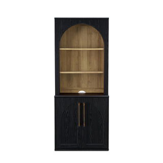 Blake Modular Storage Cabinet with Hutch Arched, Black Oak - angle view