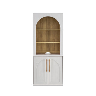 Blake Modular Storage Cabinet with Hutch Arched, White Oak - angle view