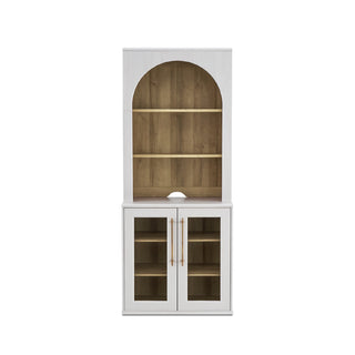 Blake Modular Storage Cabinet with Hutch Acrylic, White Oak - angle view