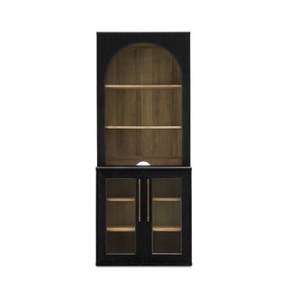 Blake Modular Storage Cabinet with Hutch Acrylic, Black Oak - angle view