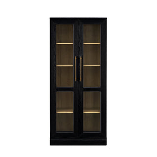 Blake Tall Acrylic Display Cabinet Angular, Black Oak Set of 2 - angle view