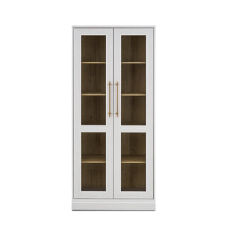 Blake Tall Acrylic Display Cabinet Angular, White Oak Set of 2 - angle view