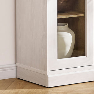 Blake Dresser TV Stand with Acrylic Cabinet Bookshelves, White Oak - heavy base