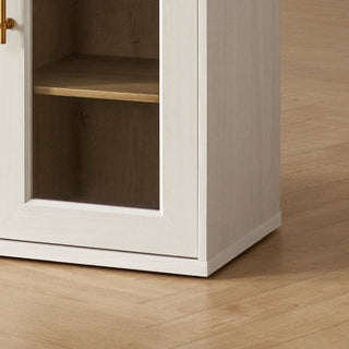 Blake U-Shape Entertainment Center Hutch Shelf Style 4, White Oak - heavy base