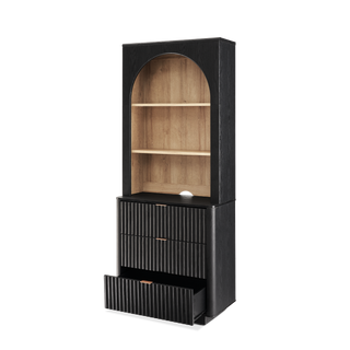 Brooklyn Hutch Dresser in Black Oak, angled view 1