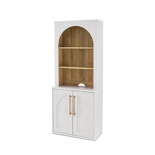 Blake Modular Storage Cabinet with Hutch Arched, White Oak - angle view