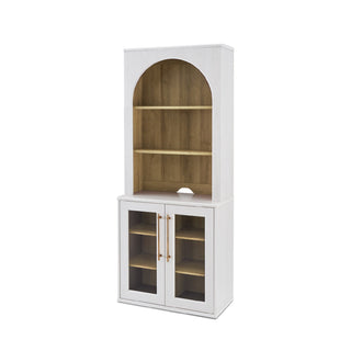 Blake Modular Storage Cabinet with Hutch Acrylic, White Oak - angle view