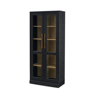 Blake Tall Acrylic Display Cabinet Angular, Black Oak Single - angle view