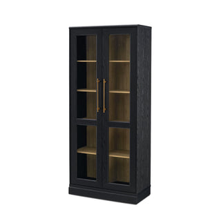 Blake Tall Acrylic Display Cabinet Angular, Black Oak Set of 2 - angle view