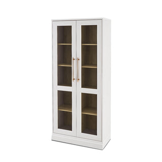 Blake Tall Acrylic Display Cabinet Angular, White Oak Set of 2 - angle view