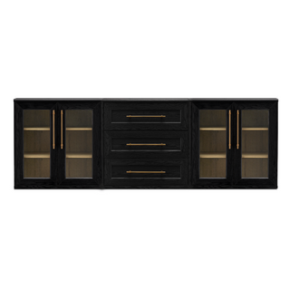 Blake Dresser TV Stand with Acrylic Cabinets, Black Oak - angle view