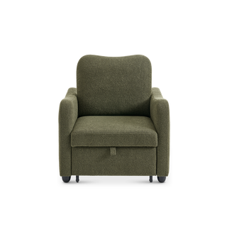 Sophie Sleeper Armchair front view, Kelp Green Bouclé