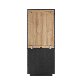 Brooklyn U Shape Dresser Entertainment Center in Black Oak, angled view 2