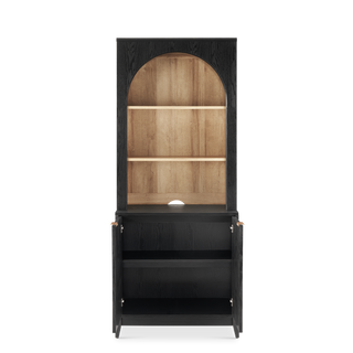 Brooklyn U Shape Cabinet Entertainment Center in Black Oak, angled view