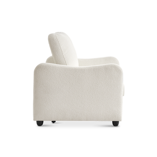 Sophie Sleeper Armchair side view, Pearl White Bouclé