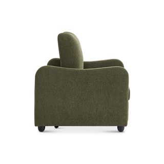 Sophie Sleeper Armchair side view, Kelp Green Bouclé