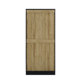 Blake Tall Acrylic Display Cabinet Angular, Black Oak Single - angle view