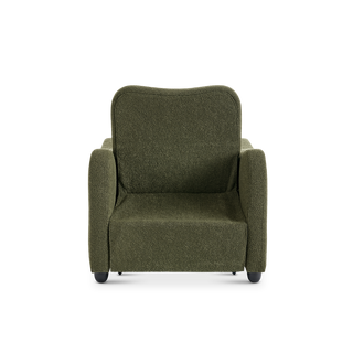 Sophie Sleeper Armchair back view, Kelp Green Bouclé