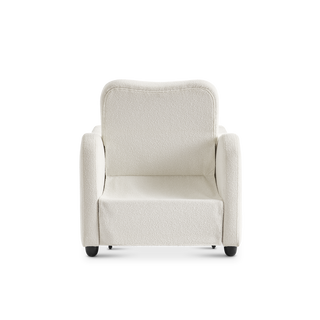 Sophie Sleeper Armchair back view, Pearl White Bouclé