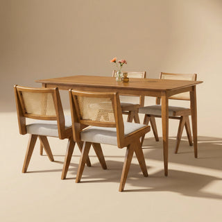Retrovie Mid-Century Modern 59" Dining Table Set for 4