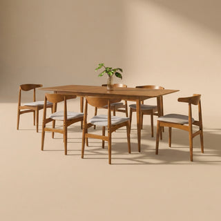 Retrovie Mid-Century Modern 63"-79" Extendable Dining Table Set for 6