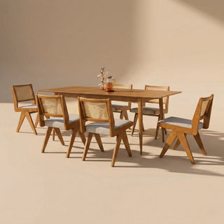 Retrovie Mid-Century Modern 63"-79" Extendable Dining Table Set for 6