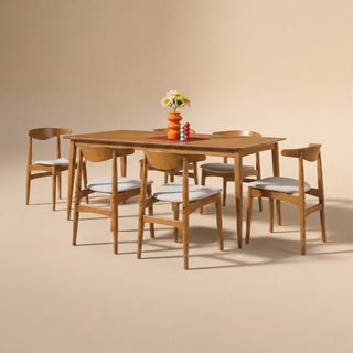 Retrovie Mid-Century Modern 71" Dining Table Set for 6