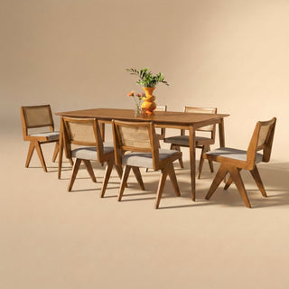 Retrovie Mid-Century Modern 71" Dining Table Set for 6