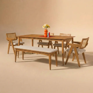 Retrovie Mid-Century Modern 71" Dining Table Set for 6