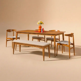 Retrovie Mid-Century Modern 71" Dining Table Set for 6