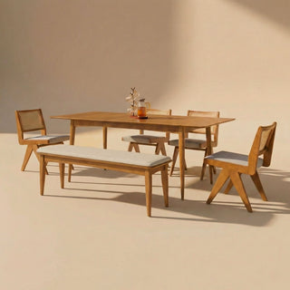 Retrovie Mid-Century Modern 63"-79" Extendable Dining Table Set for 6