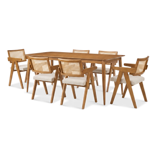 Retrovie Mid-Century Modern 71" Dining Table Set for 6