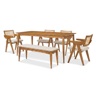 Retrovie Mid-Century Modern 71" Dining Table Set for 6