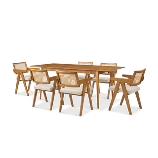 Retrovie Mid-Century Modern 63"-79" Extendable Dining Table Set for 6