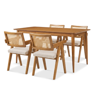 Retrovie Mid-Century Modern 59" Dining Table Set for 4
