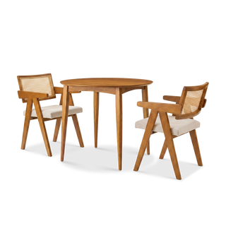 Retrovie Mid-Century Modern 35" Round Bistro Dining Table Set for 2