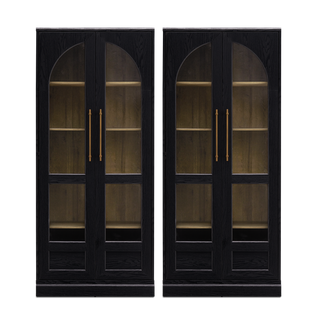 Blake Tall Acrylic Display Cabinet Arched, Black Oak
