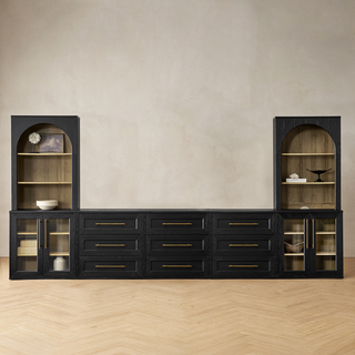 Blake 157" U Shape Entertainment Center, Hutch Shelf Style 6