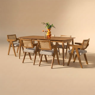 Retrovie Mid-Century Modern 71" Dining Table Set for 6