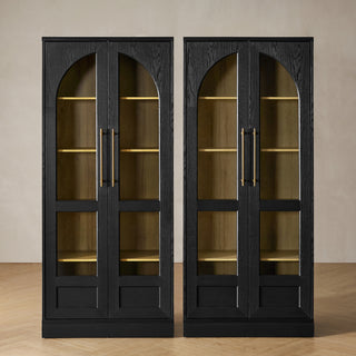 Blake Tall Acrylic Display Cabinet Arched, Black Oak