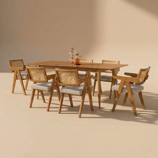 Retrovie Mid-Century Modern 63"-79" Extendable Dining Table Set for 6