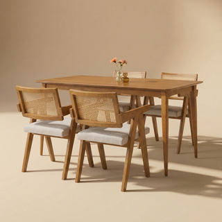 Retrovie Mid-Century Modern 59" Dining Table Set for 4