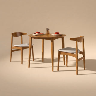 Retrovie Mid-Century Modern 35" Round Bistro Dining Table Set for 2