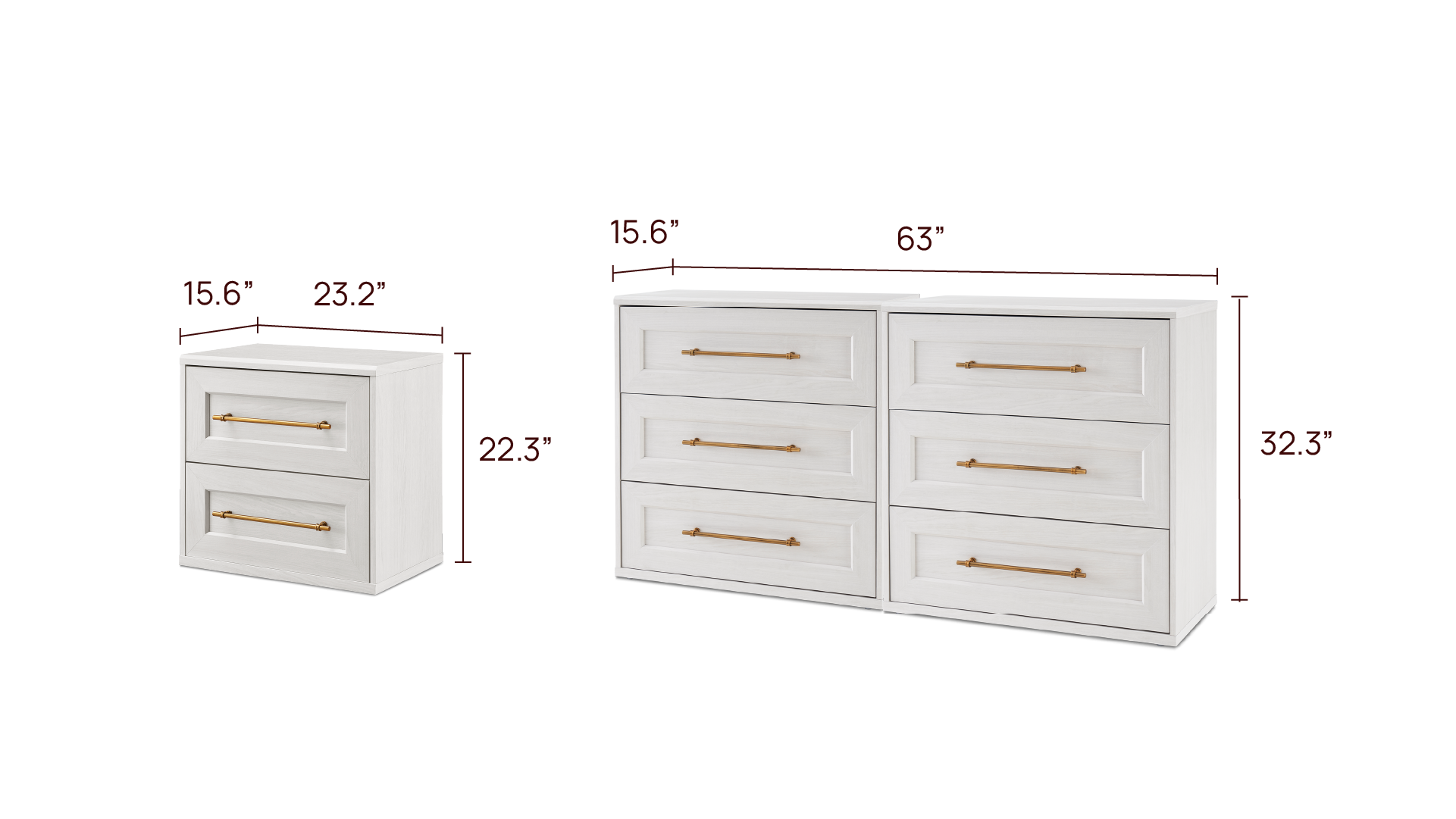 Blake 3-Piece Bedroom Set - 2-drawer nightstand + 6-drawer dresser